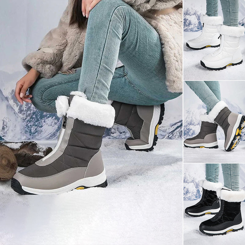 Bottes De Neige Chaudes Antidérapantes À Fermeture Éclair Pour Femmes