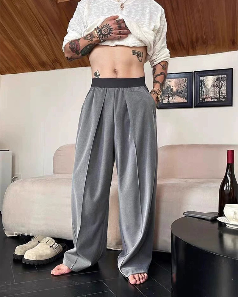 Pantalon Bloc De Couleur Taille Élastique Décontracté