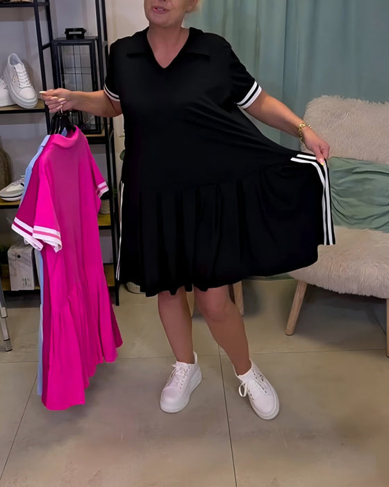 Robe Col V À Bloc De Couleur Sportive
