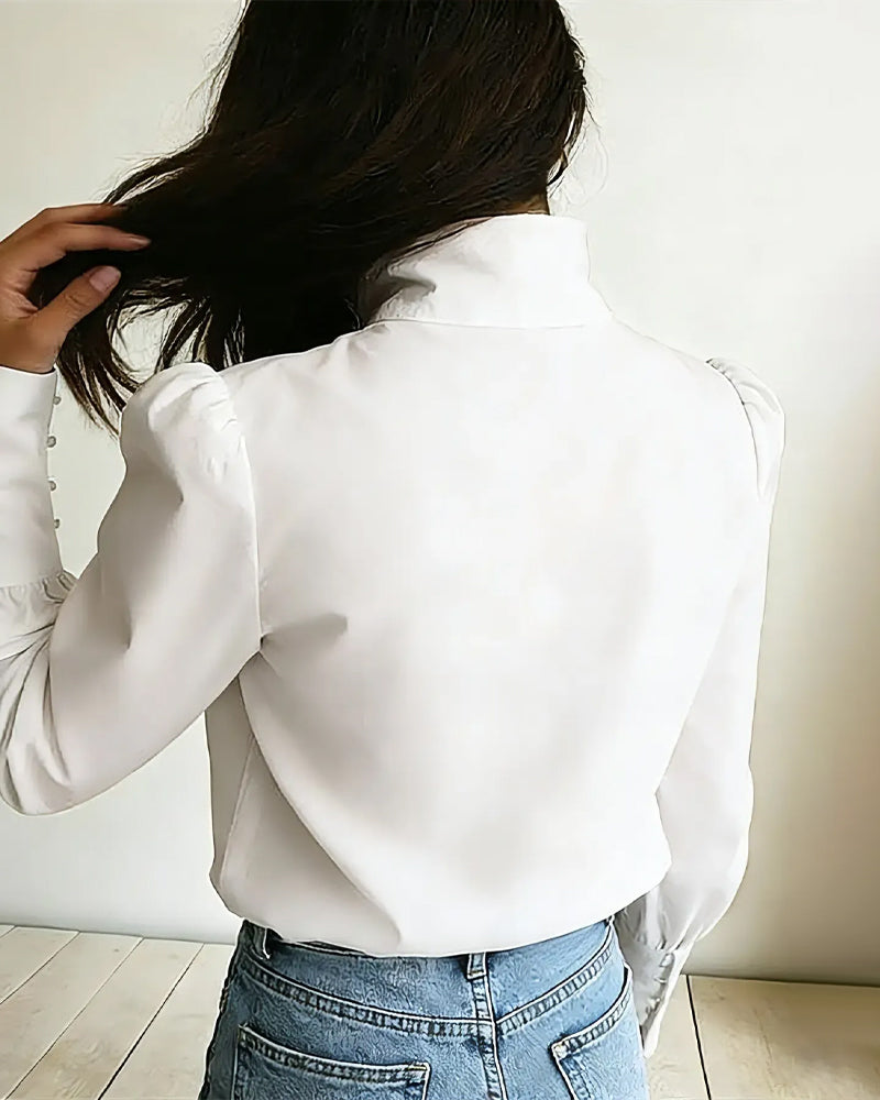 Blouse Col Montant Boutonnage Manche Longue