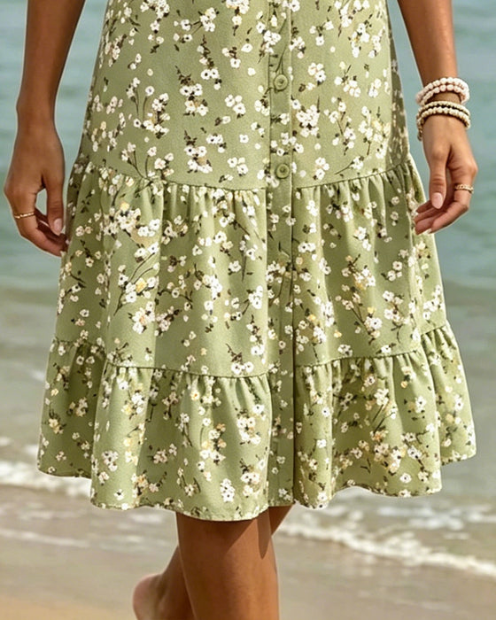 Robe Florale Col V Superposée