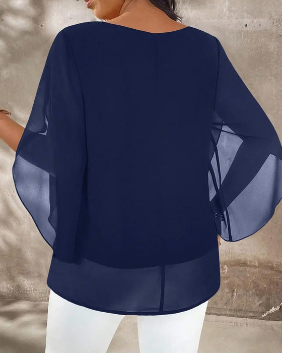 Blouse Col Rond Irrégulière Unie