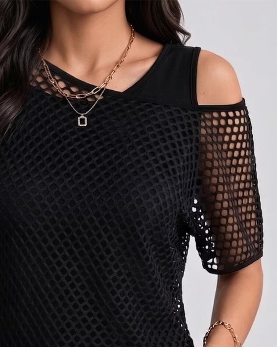 Set Mesh Off-Shoulder Ajusté Tank