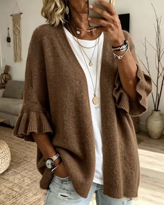 Cardigan Unie Manche Volantée
