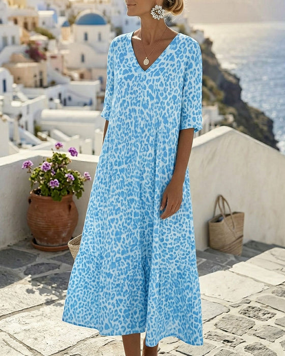 Robes Léopard Col V Ample