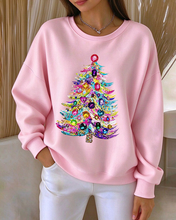 Haut Col Rond Pull Arbre De Noël