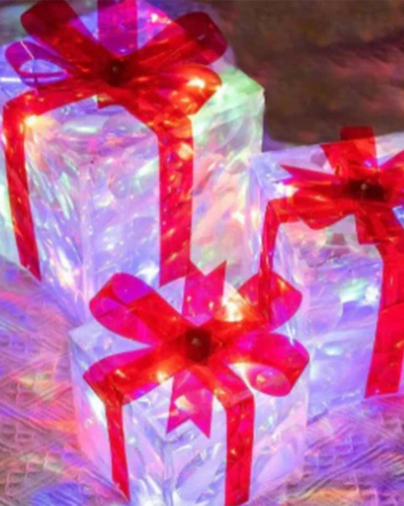 Décorations De Noël Sous Forme De Boîtes Cadeaux Lumineuses