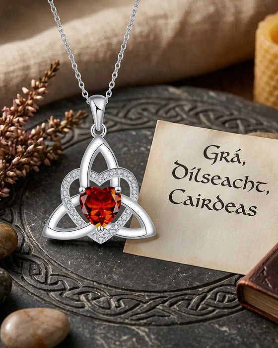 Collier Cœur Nœud Trinitaire Celtique Pierre De Naissance ✨ Pendentif Cœur Nœud Trinitaire Celtique Pierre De Naissance