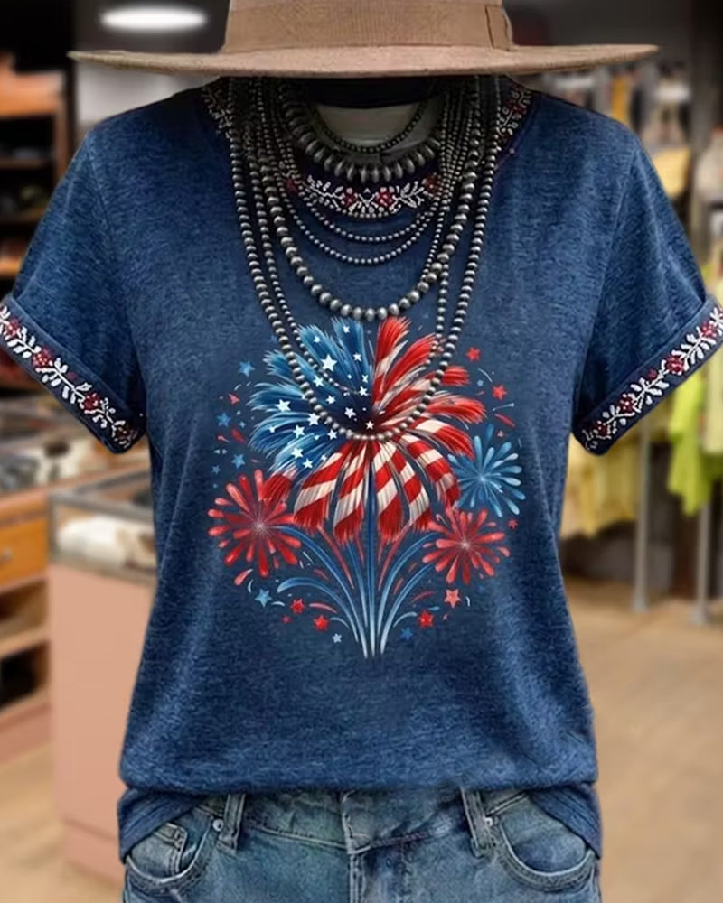 T-Shirt Imprimé Feu D'artifice À Bloc De Couleur