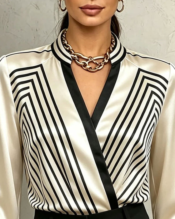 Blouse Rayée Tendance Manche Longue