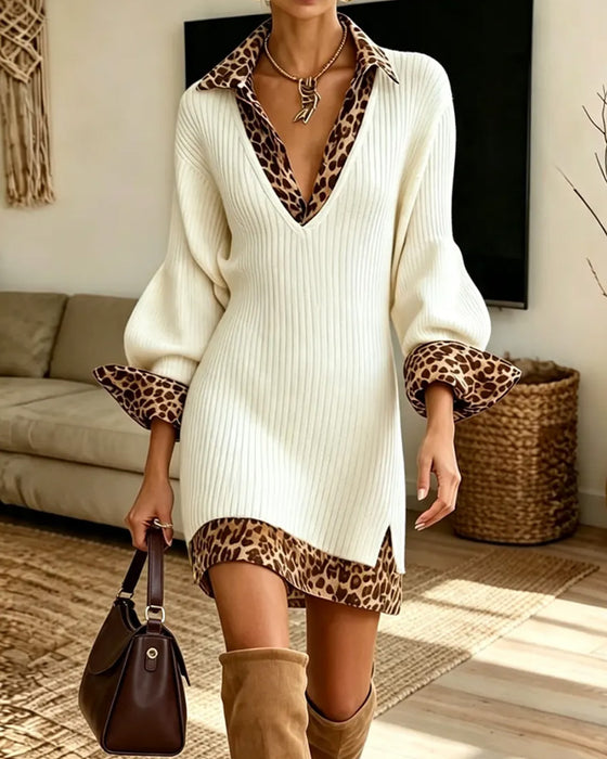 Robe Fausse-Couche Léopard Patchwork Court