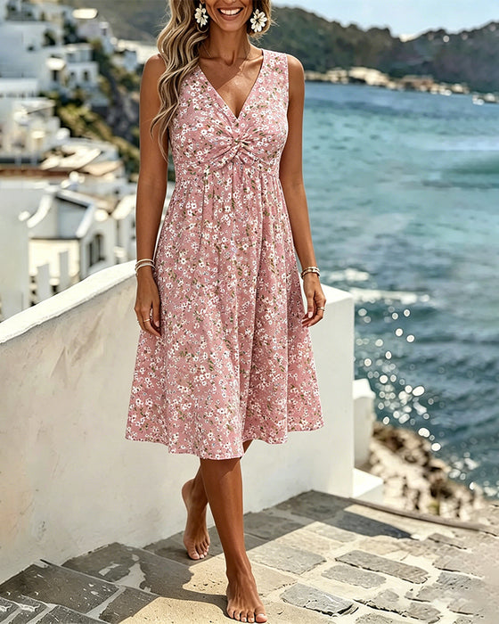 Robe Décontractée Florale Sans Manches
