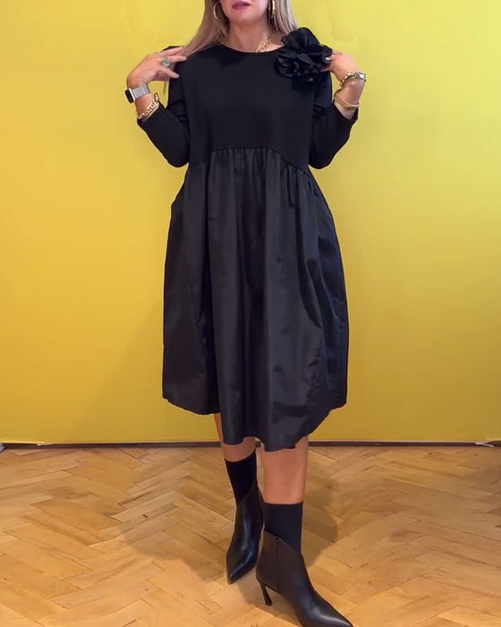 Robe décontractée de couleur unie à col rond