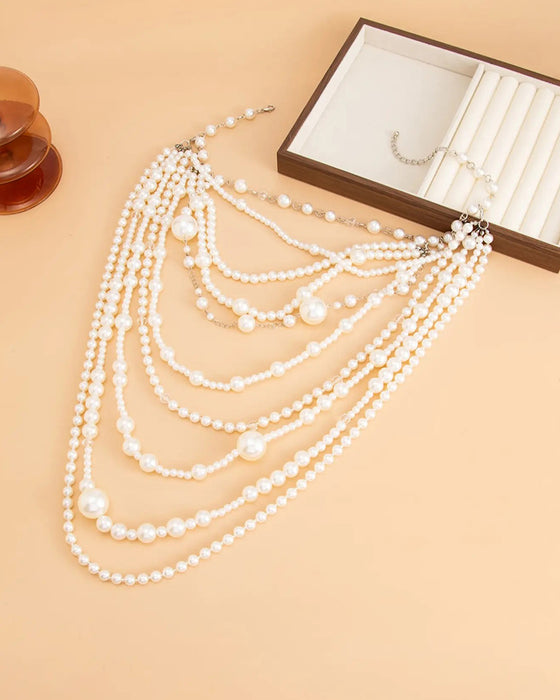 Collier Multi-Couches Long Perle