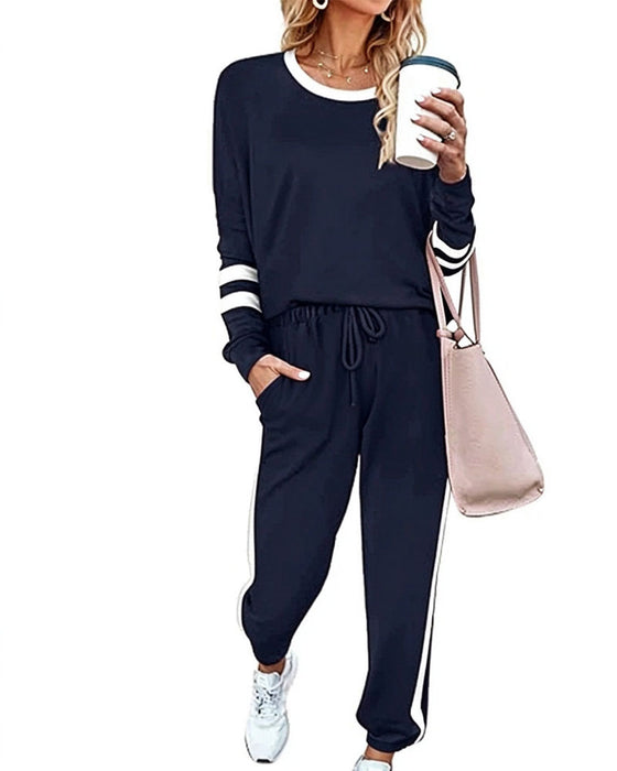 Ensemble Col Rond Manches Longues Haut Pantalon De Jogging