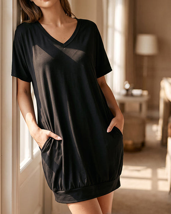 Robe Confort Décontracté Col V Uni