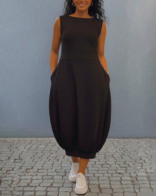 Robe Sans Manches Unie Lanterne