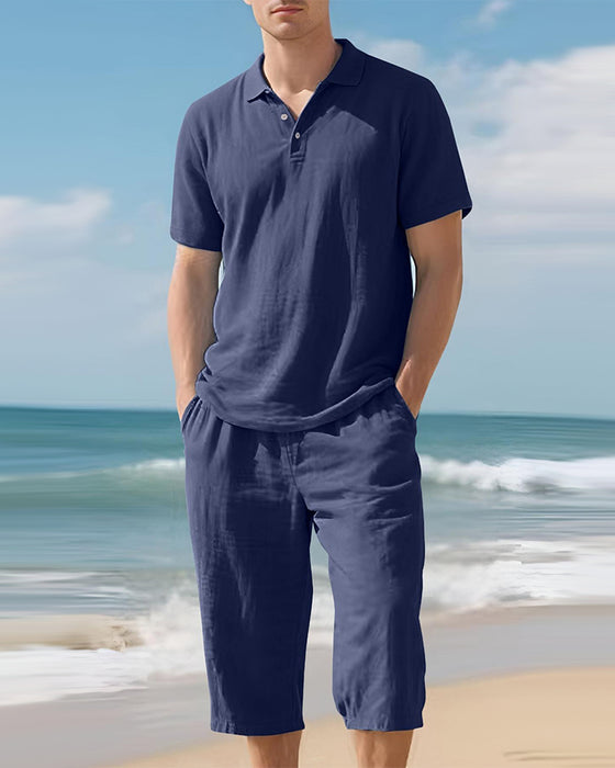 Ensemble Décontracté Pour Homme Composé D'un Polo Et D'un Pantalon 7/8
