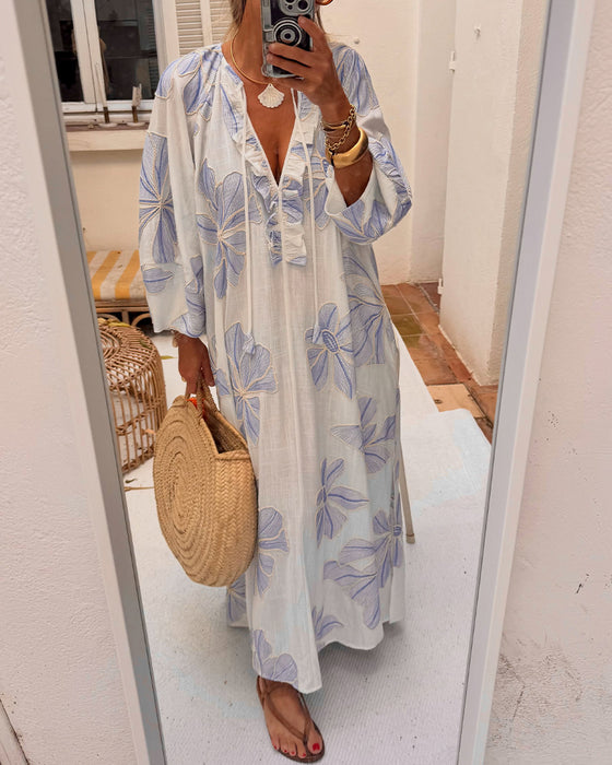 Robe Fleurie Col En V Lâche