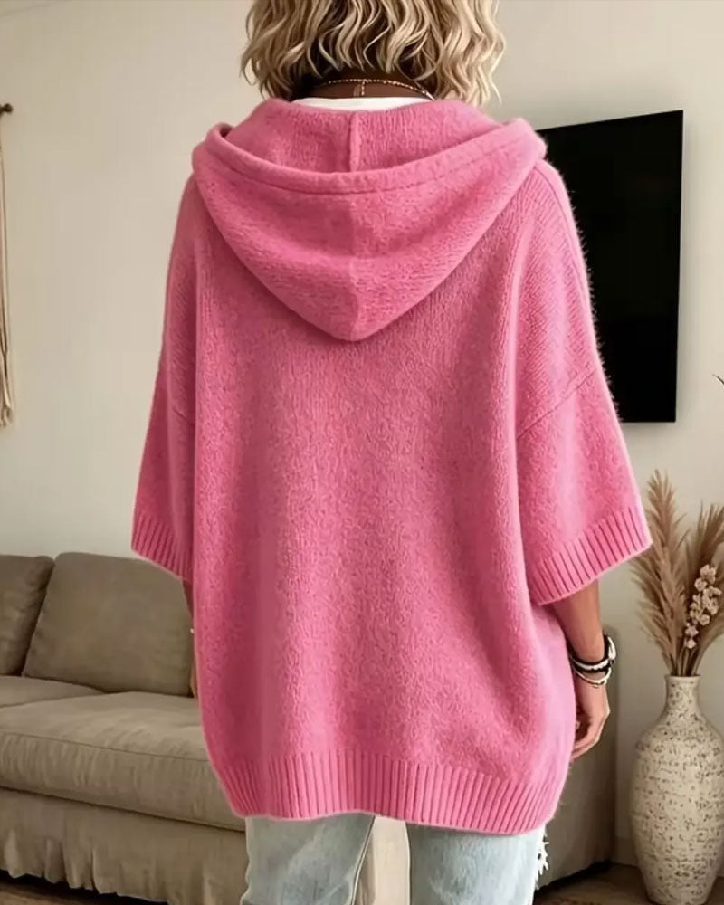 Pullover Capuche Décontracté Élégant Tricoté