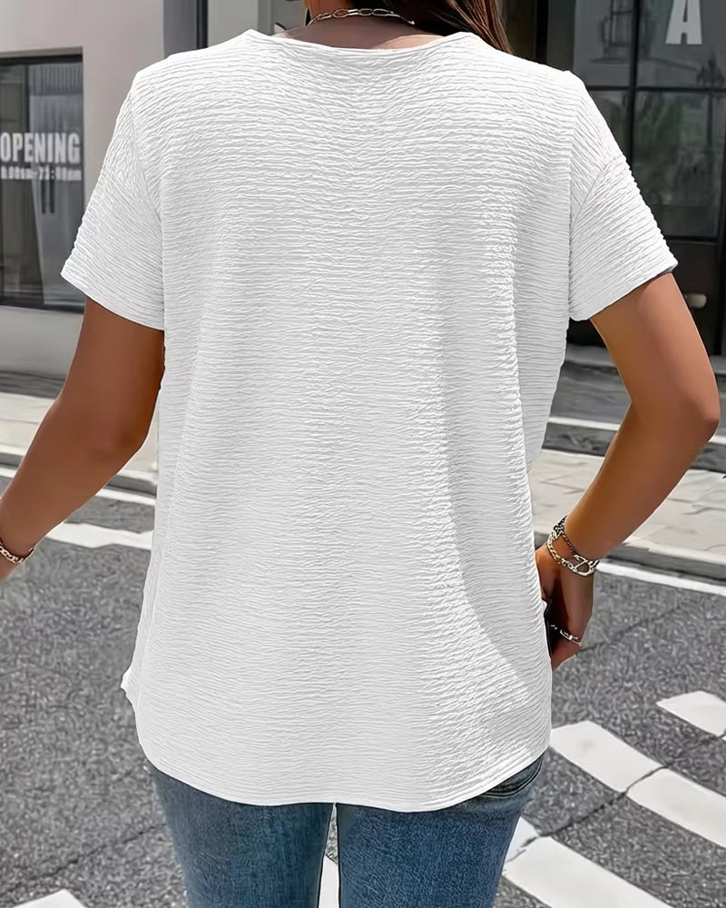 T-Shirt Col Peter Pan Trois Boutons