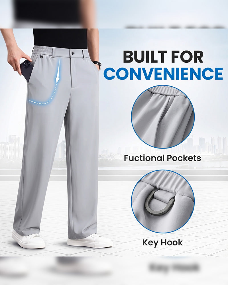 Pantalon Décontracté Uni Jambe Droite