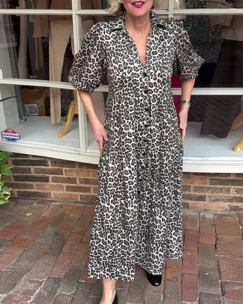 Robe Manches Courtes Imprimé Léopard Ligne A