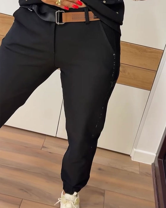 Pantalon Fuselé Poche Court