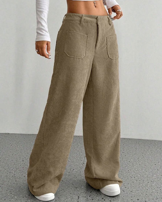 Pantalon Devant Dos Poche Unie Jambe Droite Long