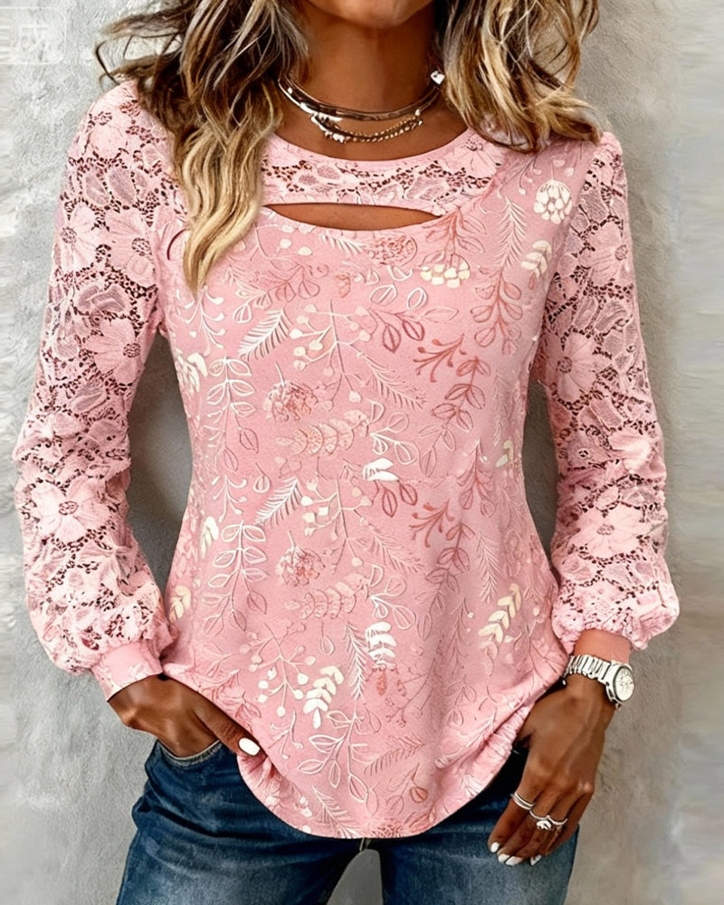 Blouse Tendance À Jours Et Détails Patchwork