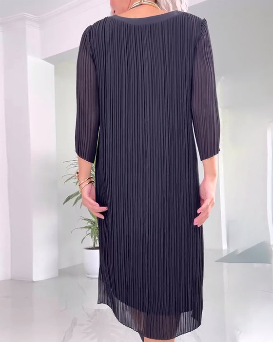 Robe décontractée fendue de couleur unie