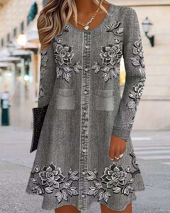 Robe Positionnée Imprimée Ourlet A