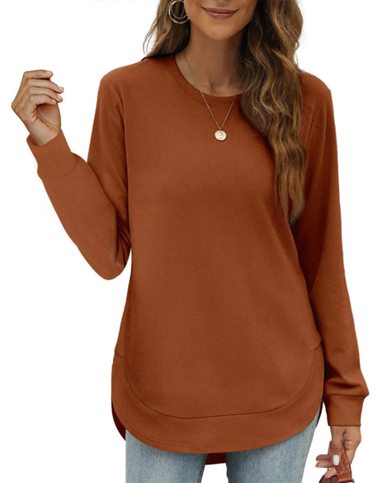 Sweat Col Rond Ourlet Courbé Uni