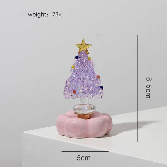 Sapin De Noël En Verre Avec Base Céramique Rotative