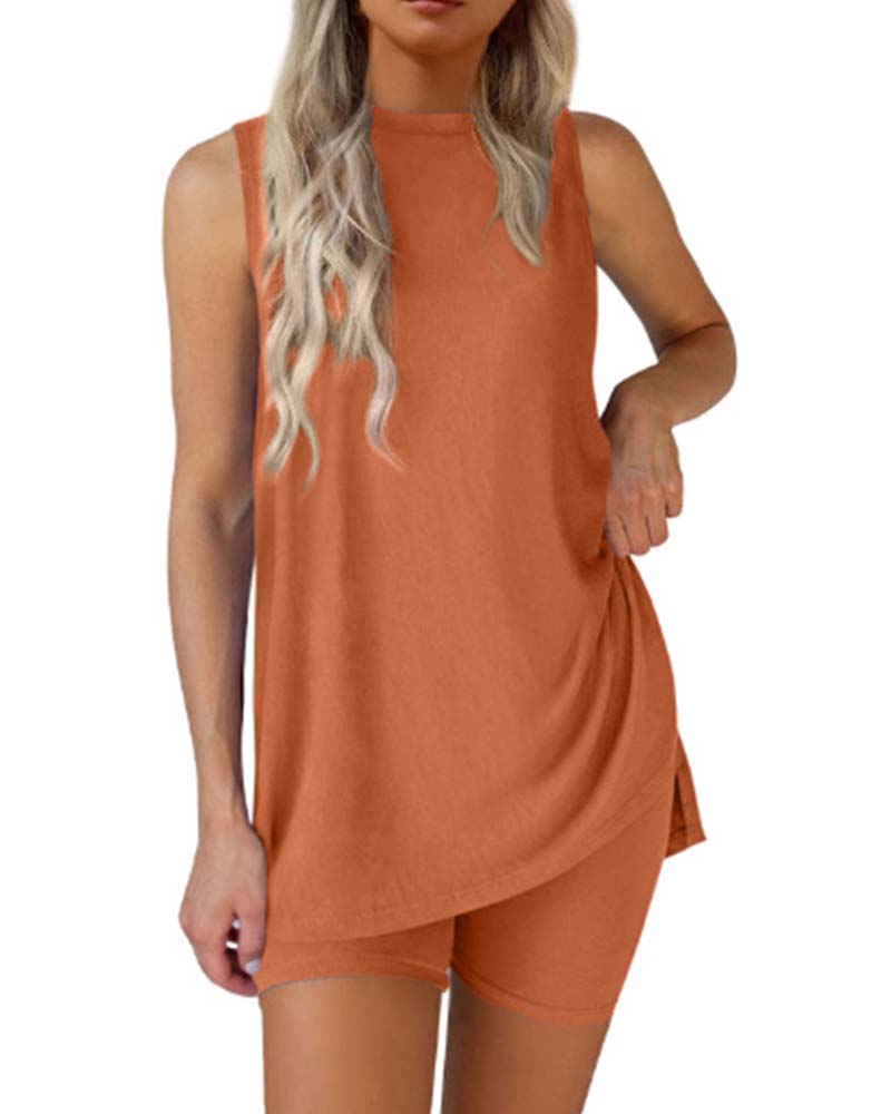 Ensemble Haut Sans Manches Et Short Uni