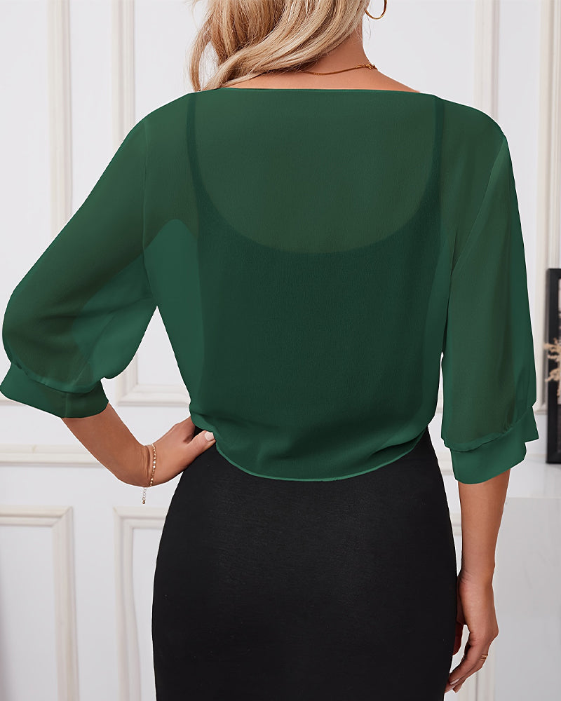 Cardigan Uni Lacet Chiffon