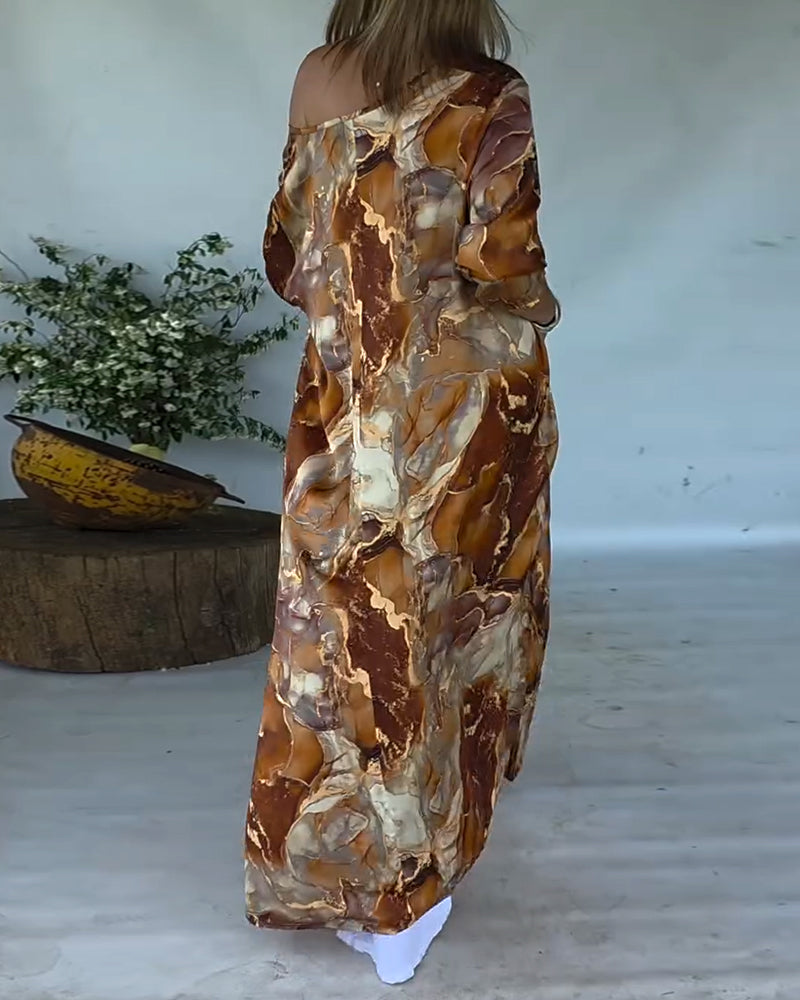 Blouse Fendue Imprimée À La Mode