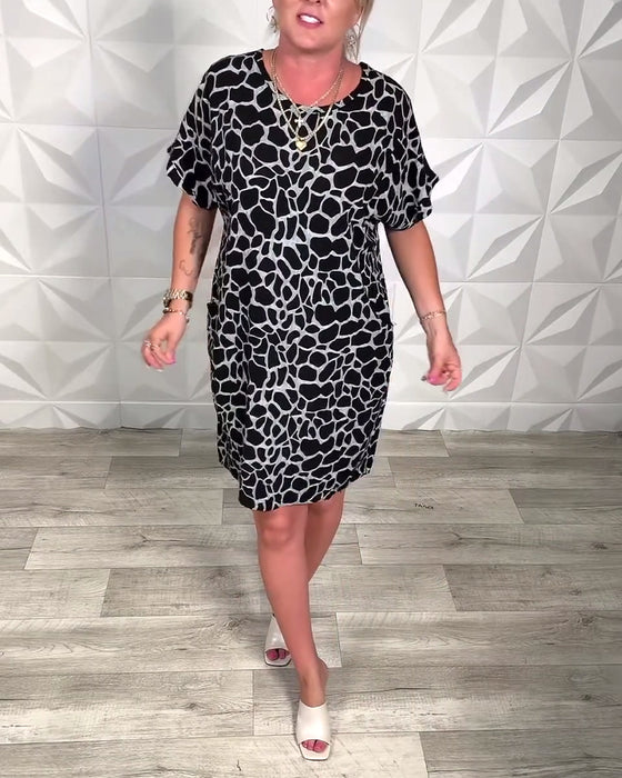 Robe décontractée imprimée col rond