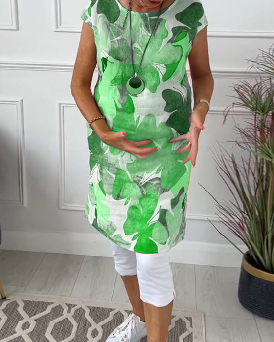 Haut long décontracté à imprimé floral coloré