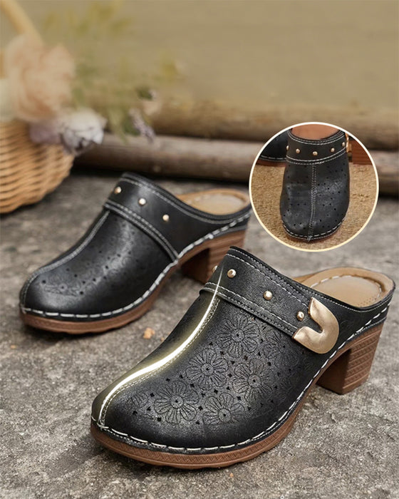 Sandales Bout Fermé Talon Bloc Enfilage