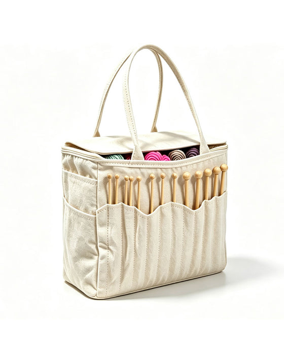 Sac De Rangement En Toile Pour Laine Avec Poches À Aiguilles