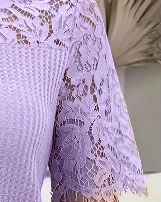 T-Shirt Dentelle Panneau Tricoté