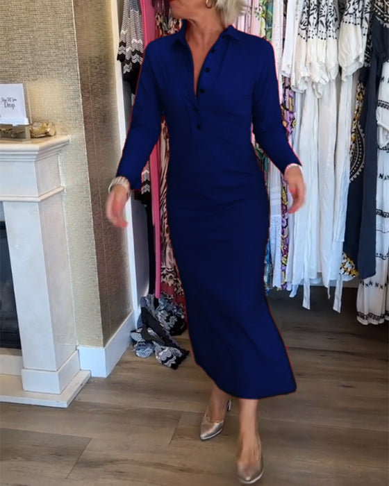 Robe élégante fendue de couleur unie