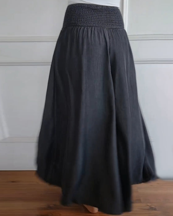 Pantalon à taille élastiquée et jambes larges