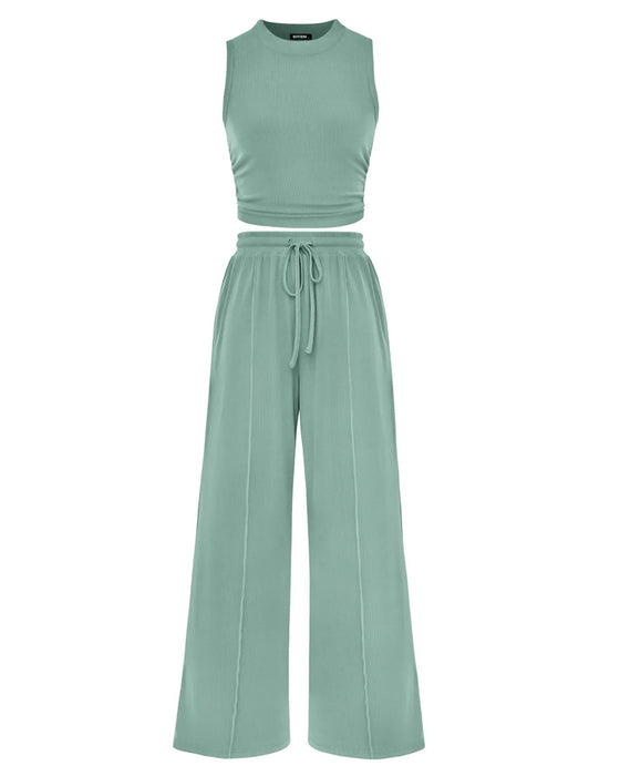 Ensemble Gilet Et Pantalon Taille Élastique