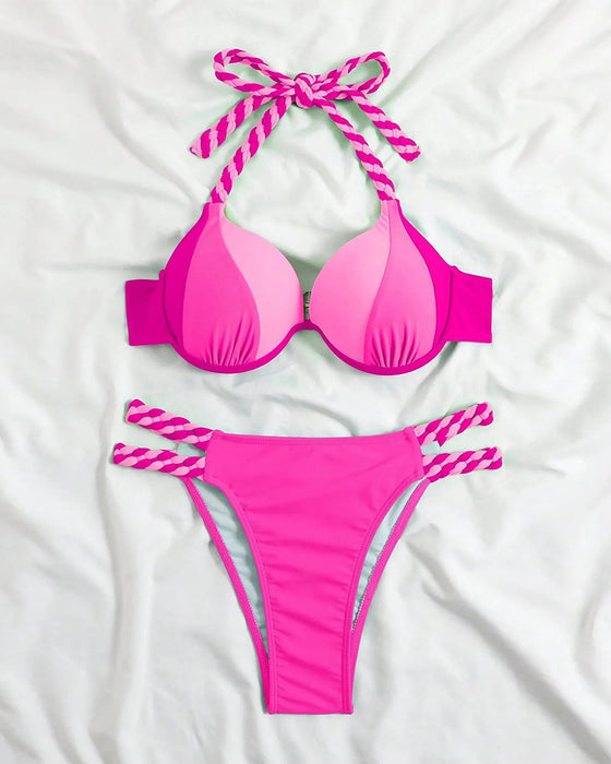 Ensemble bikini dos nu bloc de couleur