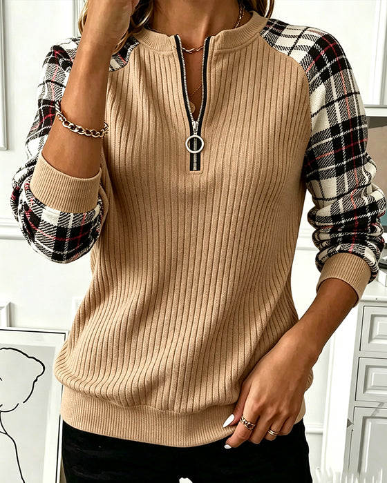 Sweat‑shirt Bloc De Couleur Col Rond