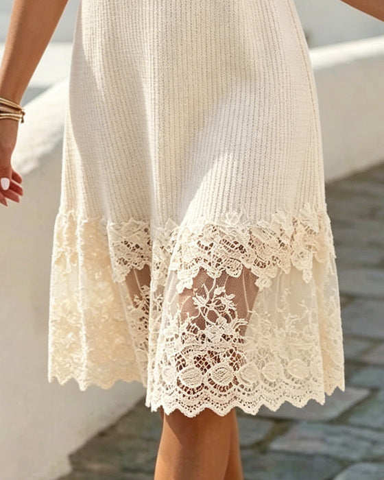 Robe Pit Tricoté Dentelle Patchwork