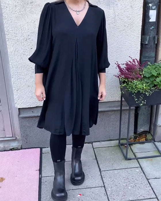 Robe Col En V Tendance Manches Lanterne