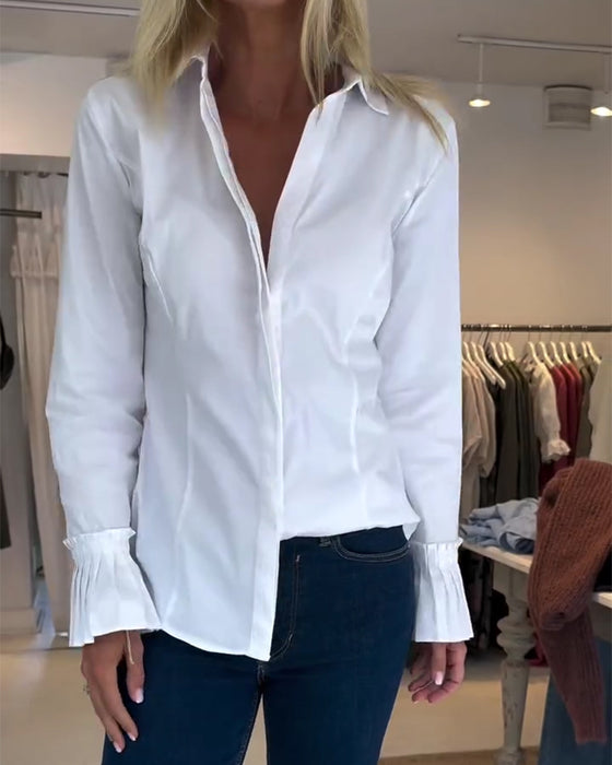 Chemise Manche Évasée Décontractée Revers